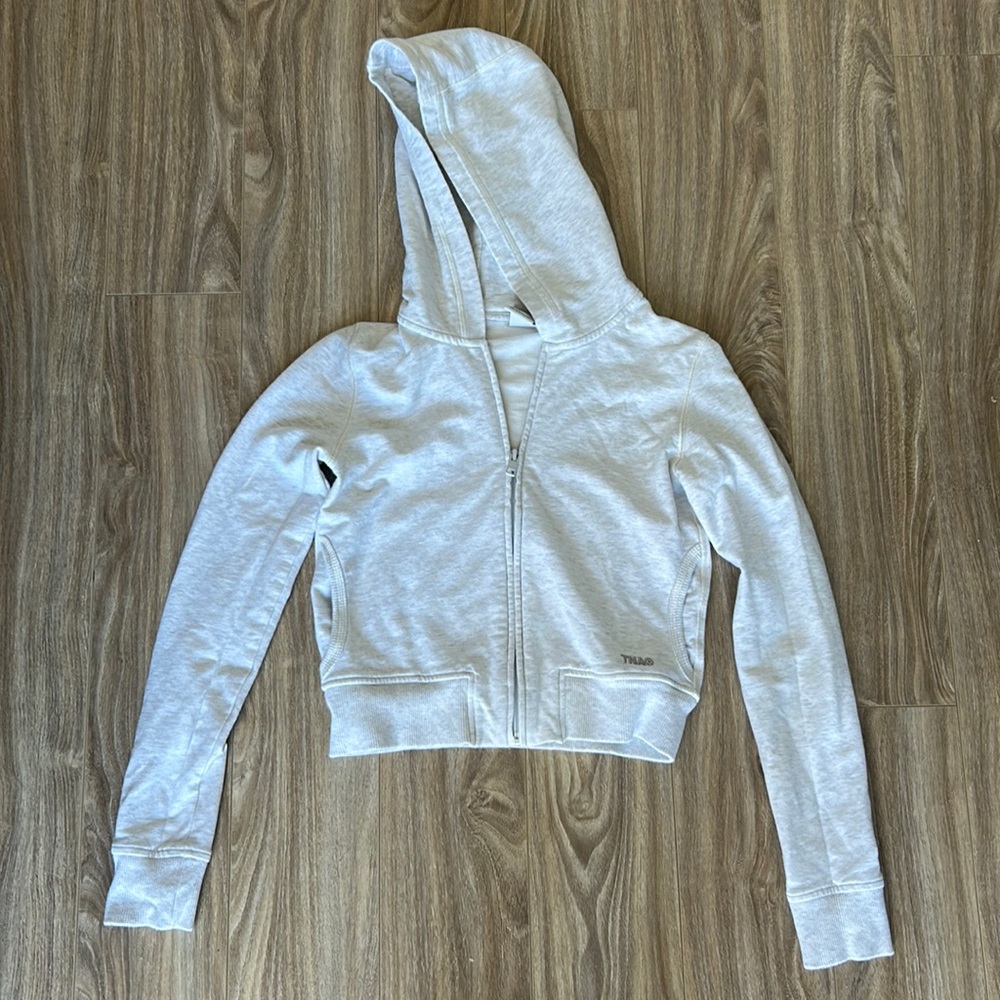 Aritzia Gray Zip-Up Hoodie Sweater